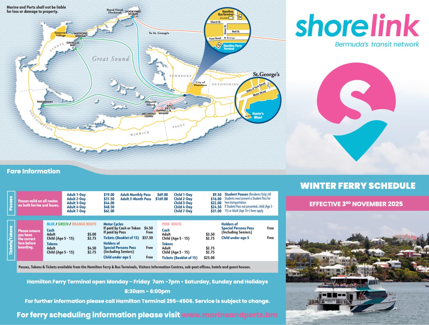 Winter Bermuda Ferry Schedule Page 1